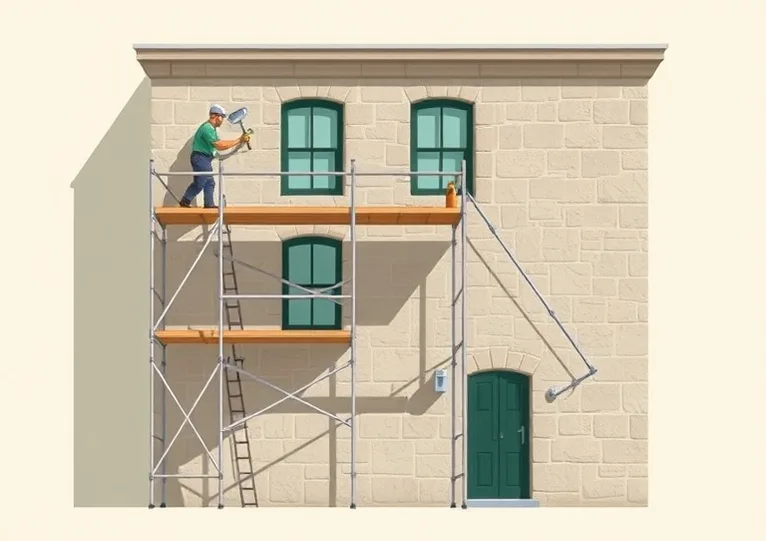 Ravalement de façade en pierre, nettoyage et application d'enduit